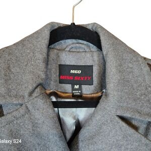 Miss Sixty Gray Wool Blend‎ Military Style Pea Coat Jacket